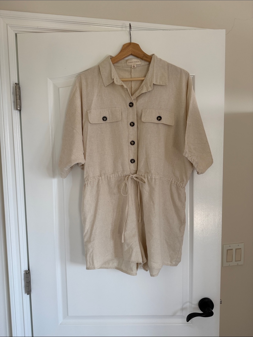 VICI Beige Short-Sleeve Utility Romper